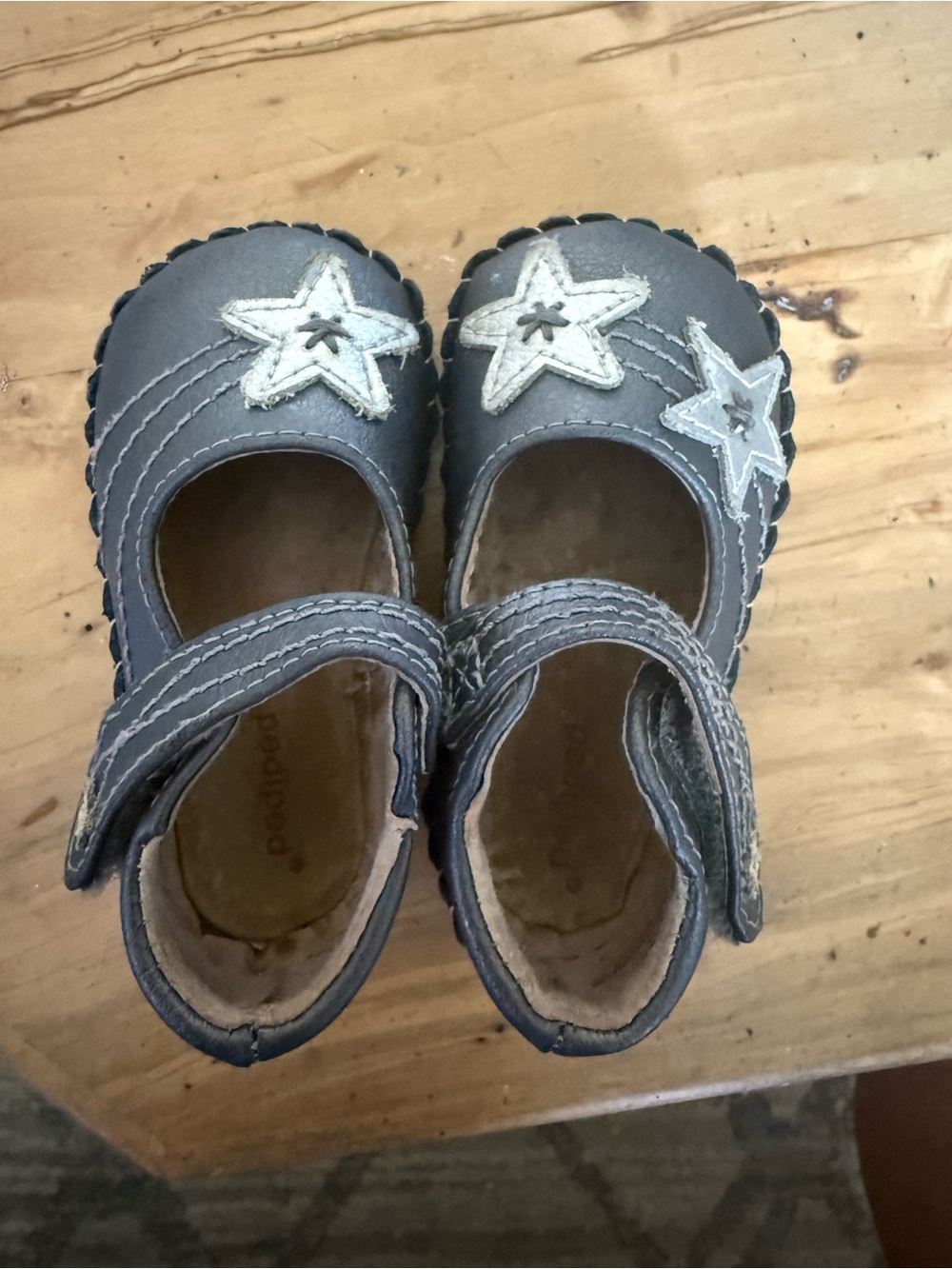 Little Blue Lamb Leather Star Mary Jane Baby Shoes 6–12M